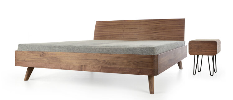 COBURGER WERKSTÄTTEN 1894 Massivholzbett CREO_F mit Formholz-Rückenlehne