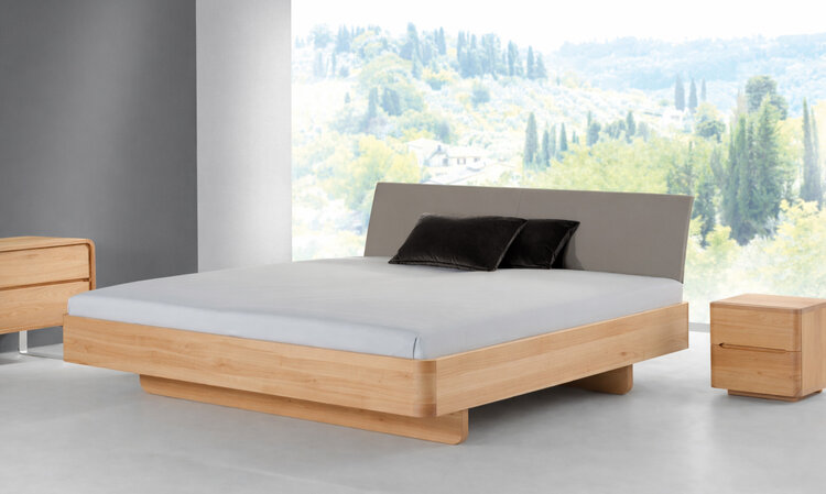 ZACK DESIGN Massivholzbett B-BASIC mit Polsterlehne