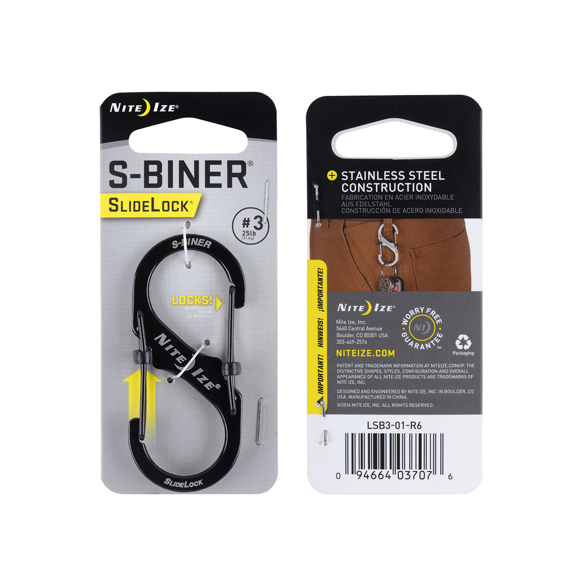 S-Biner #3 Black Carabiner