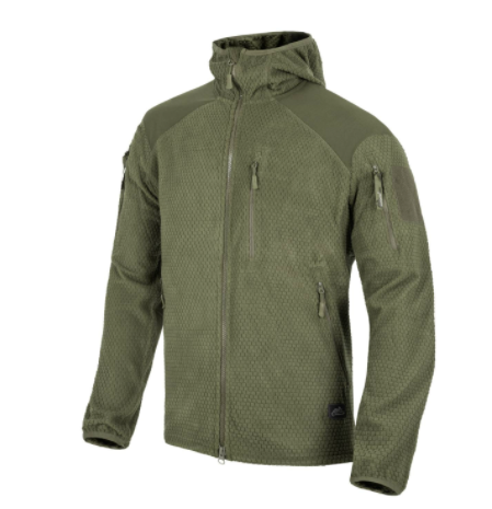 ALPHA HOODIE Jacket - Grid Fleece (Olive Green)
