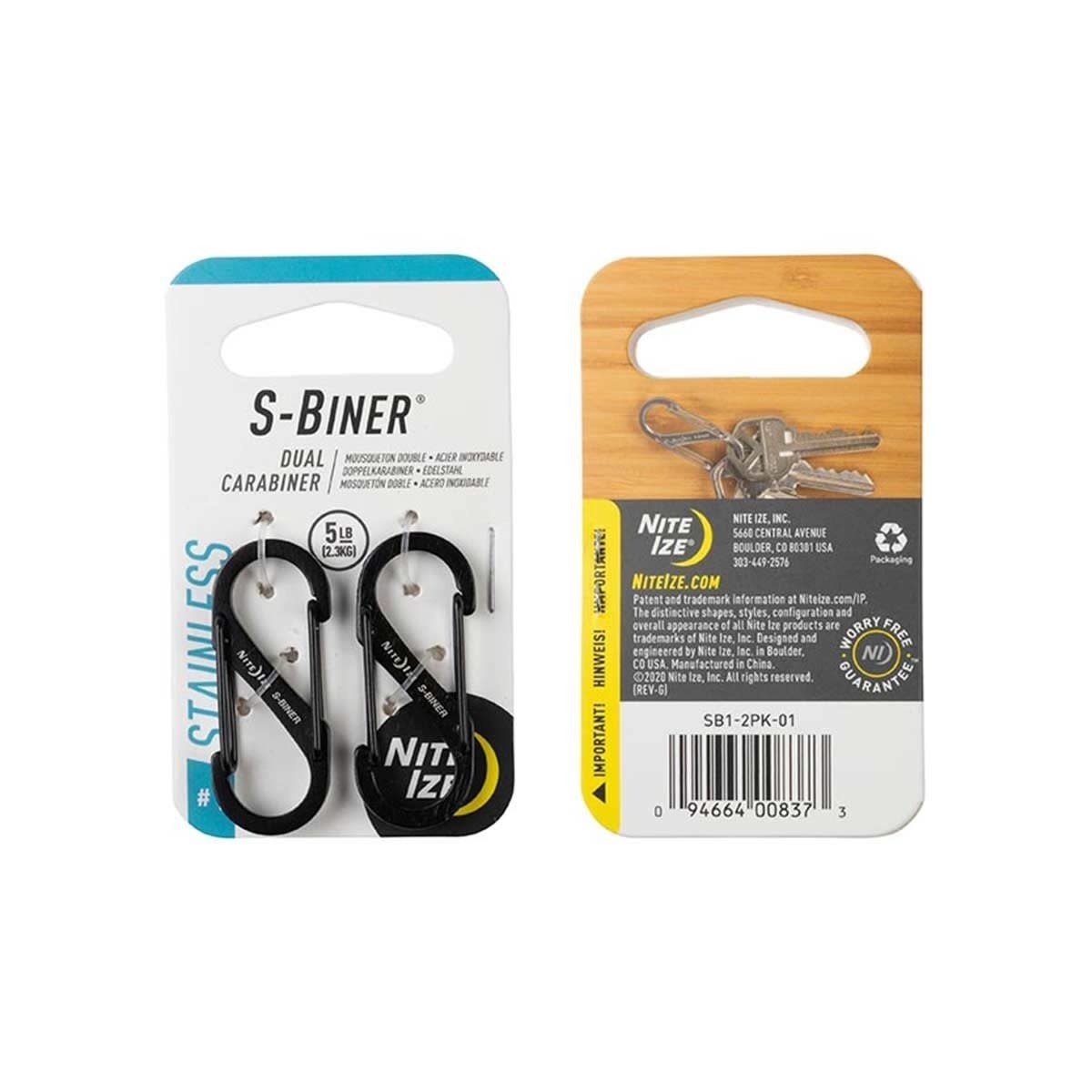 PACK OF 2 DOUBLE CARABINERS S-BINER #1