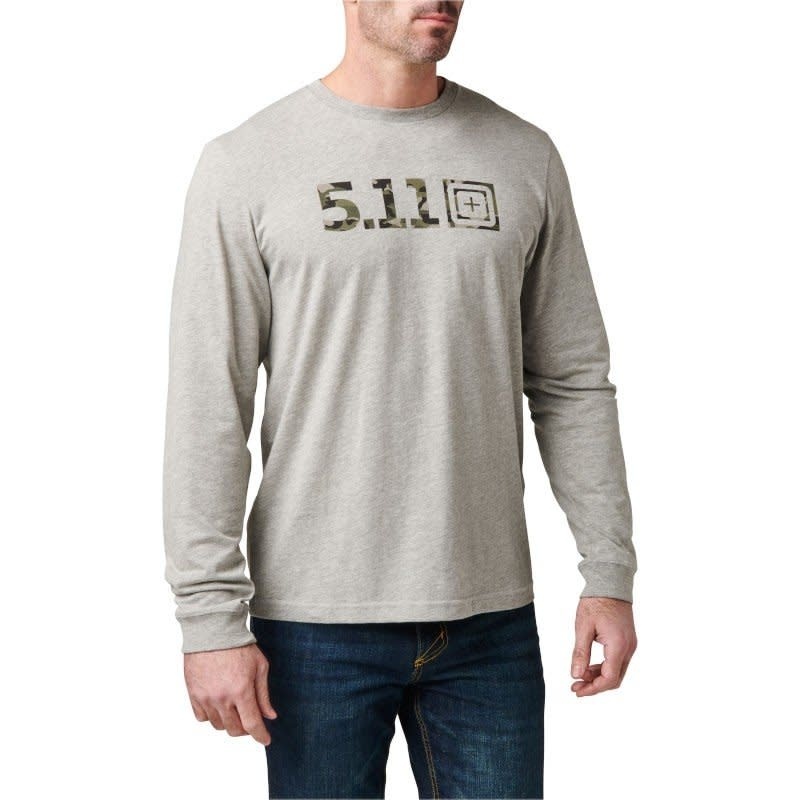 Camo Logo Fill Long Sleeve Tee (Heather Grey)