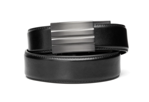 Black Leather Gun Belt 1.5 X2 Gunmetal