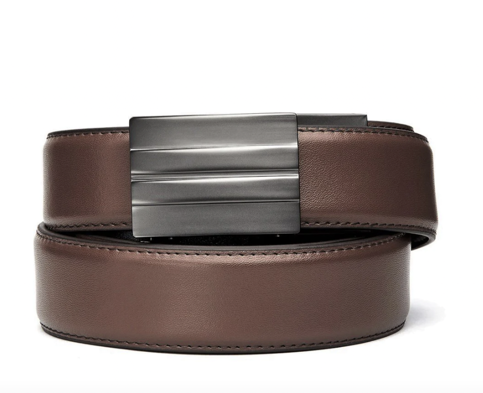 Brown Leather Gun Belt 1.5 X2 Gunmetal