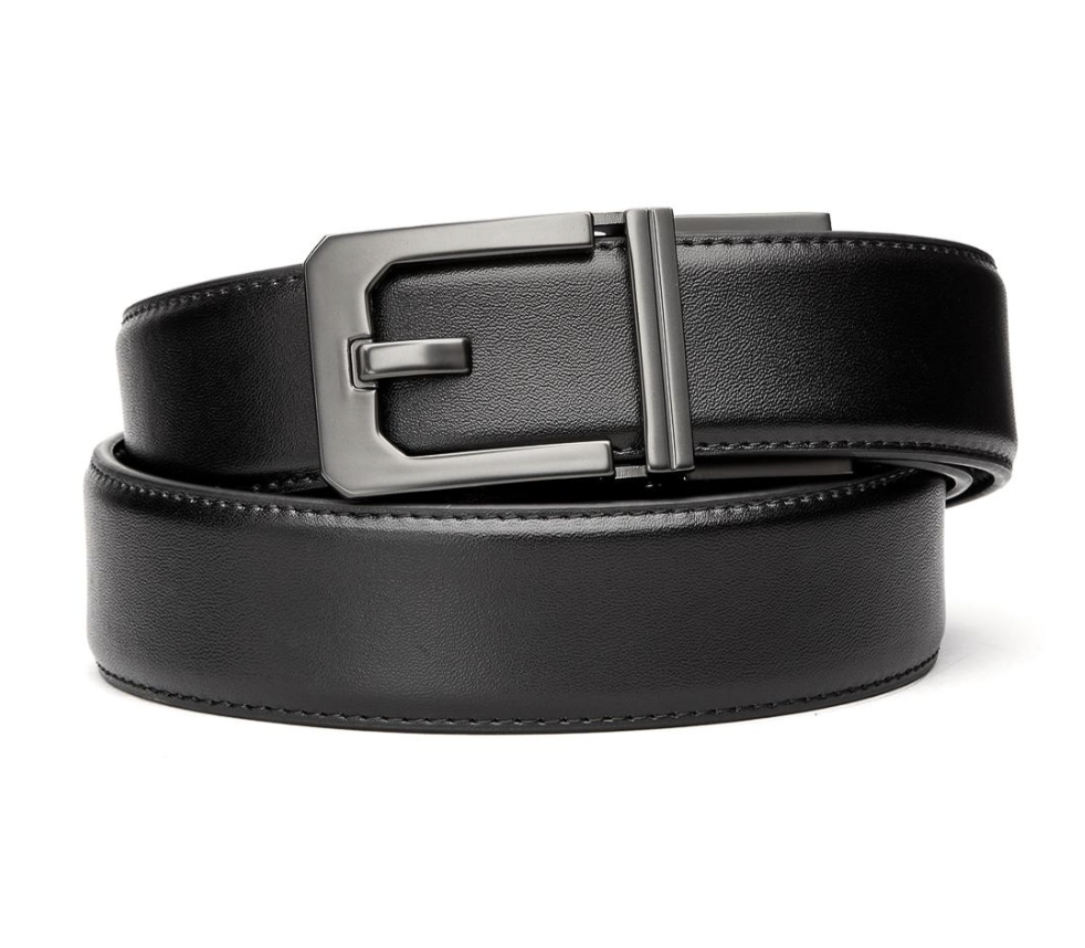 Leather Gun Belt X3 Buckle (Nickel Free) Black Leather