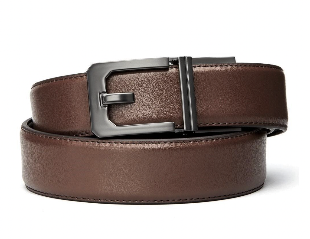 Brown Leather Gun Belt X3 Buckle (Nickel Free)