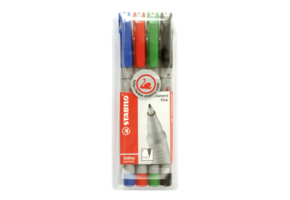 Pack of four non-permanent ink markers