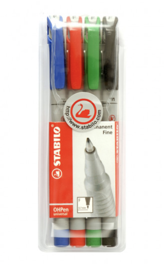 Pochette de quatre feutres à encre non permanente