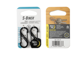 PACK OF 2 DOUBLE S-BINER #1 CARABINERS (Black)
