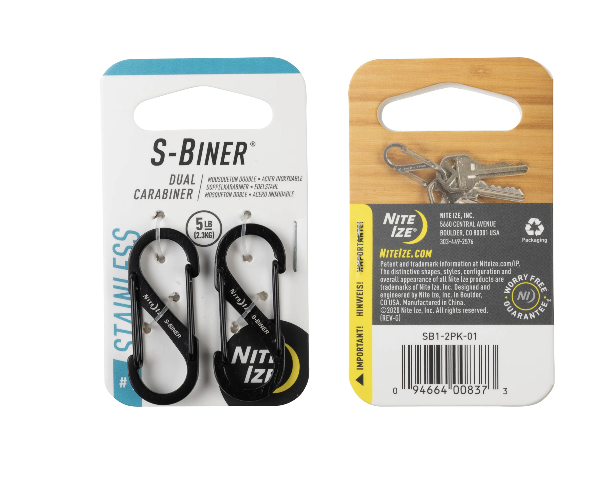 PACK DE 2 DOUBLES MOUSQUETONS S-BINER #1 (Black)