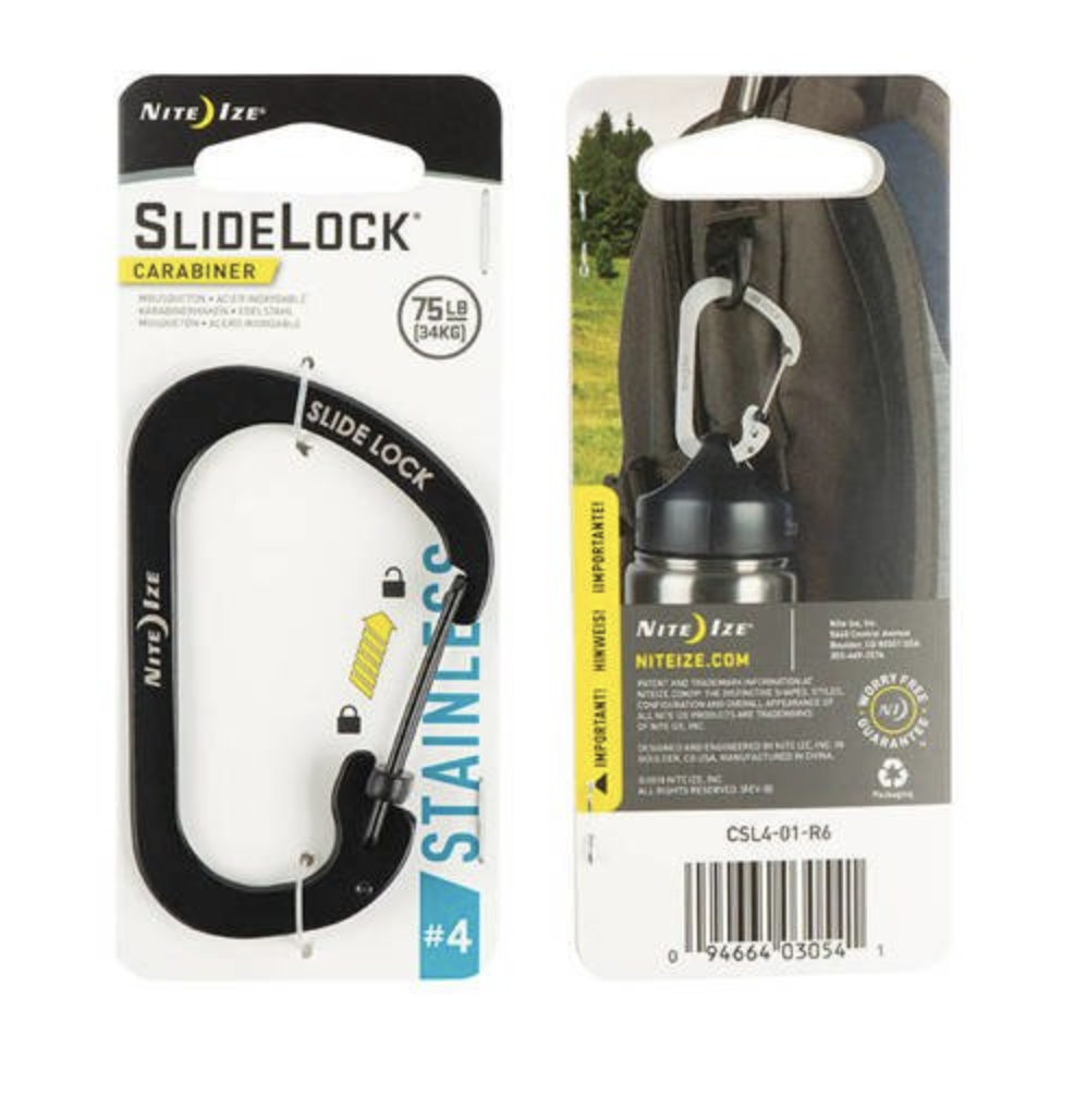 SlideLock Carabiner Stainless Steel #4 (Black)