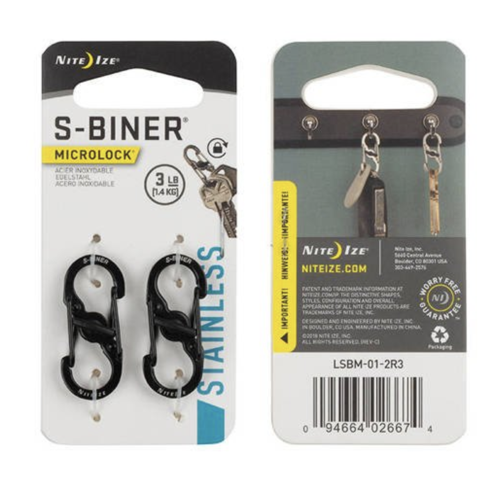 S-Biner MicroLock Stainless Steel #2 Pack (Black)