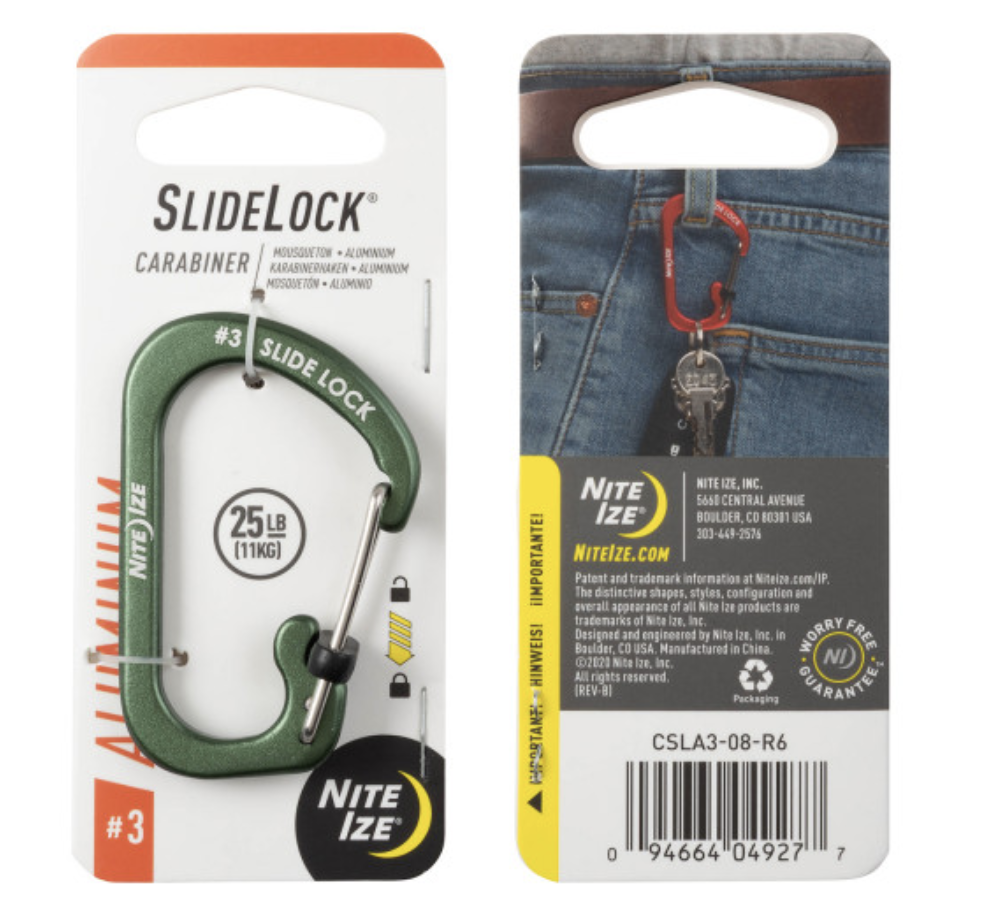 SlideLock Carabiner Aluminium #3 (Olive)