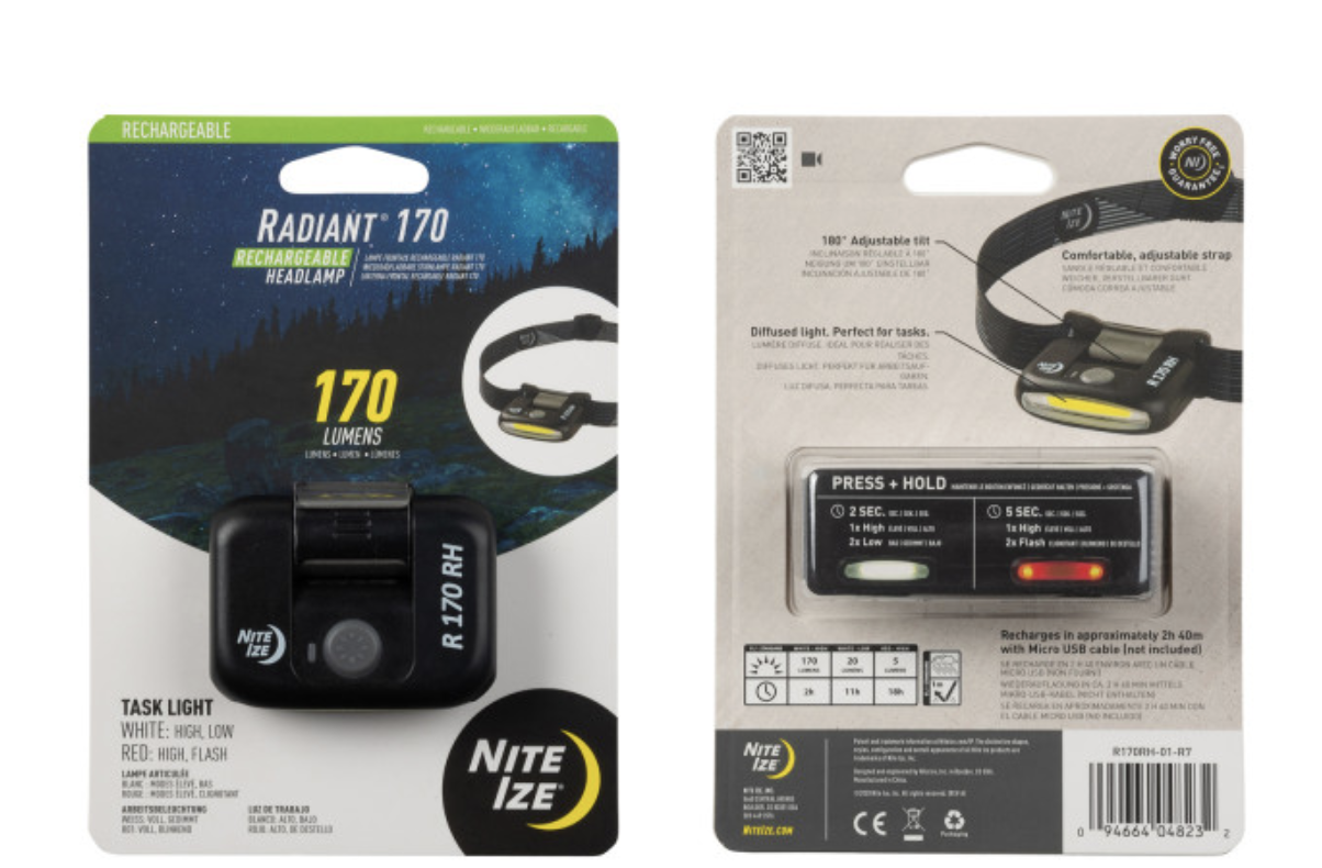 Radiant 170 Lumens Rechargeable Headlamp (Black)