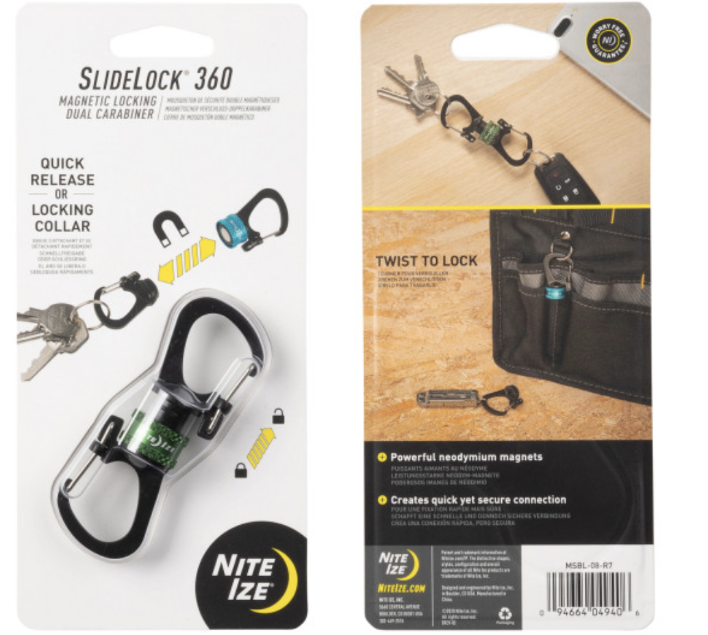 SlideLock® 360° Magnetic Locking Dual Carabiner (Olive)