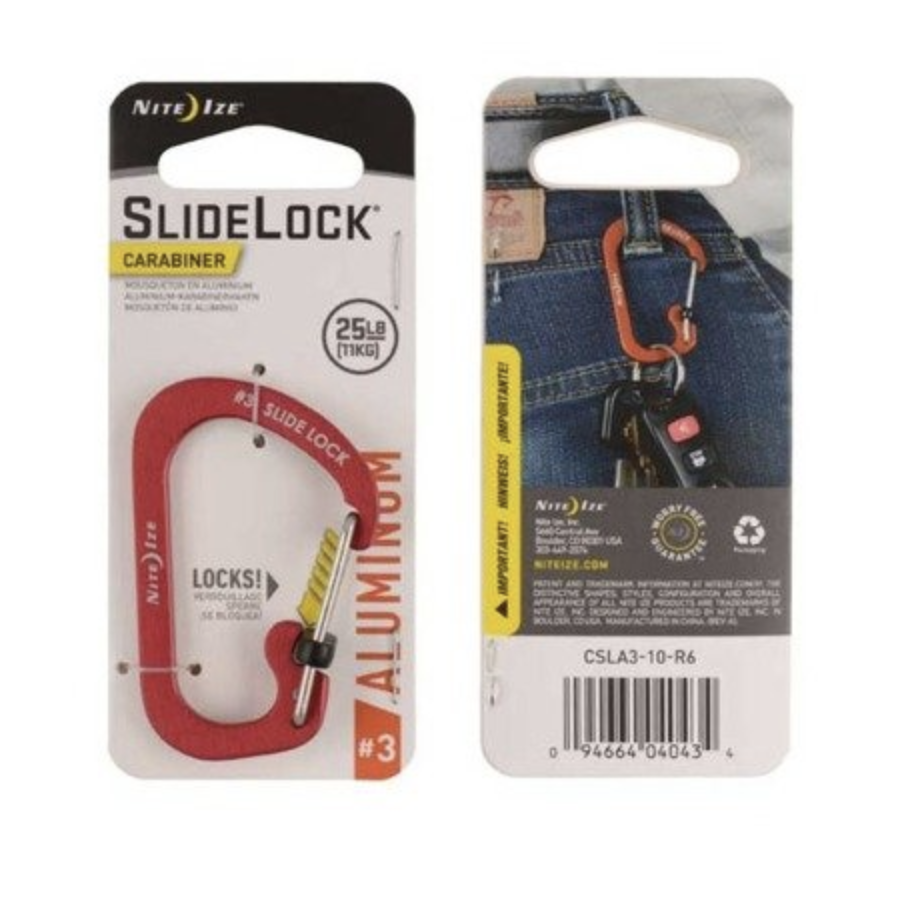 SlideLock Carabiner Aluminum #3  (Red)