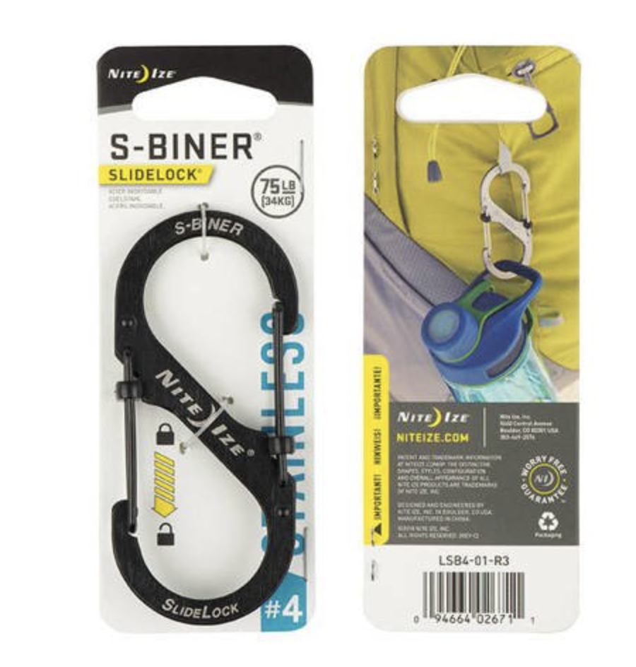 S-Biner SlideLock Stainless Steel #4  (Black)