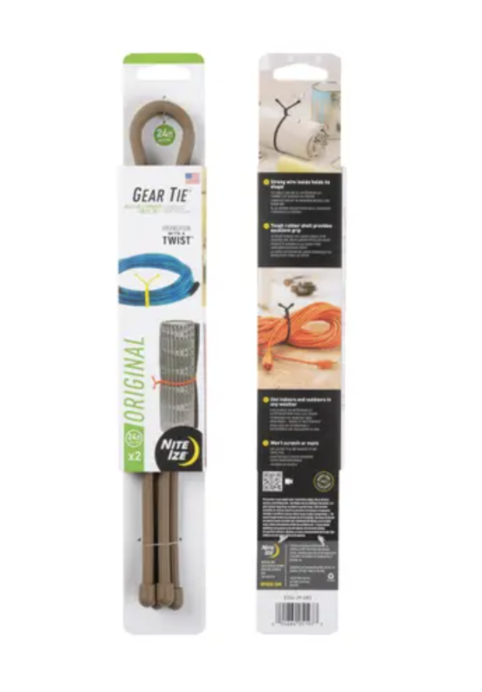 Gear Tie Reusable Rubber Twist Tie 24 in. - 2 Pack (Coyote)