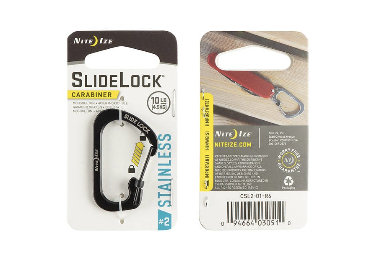 SlideLock Carabiner Stainless Steel #2 (Black)