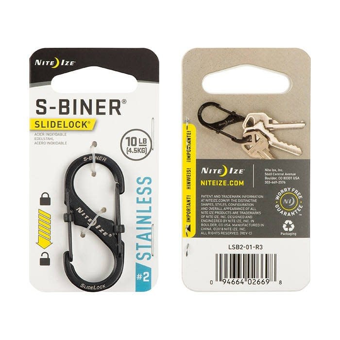 S-Biner® Stainless Steel Dual Carabiner #2  - Black/Stainless
