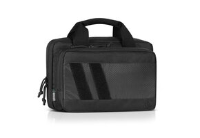 Low Profile Soft Double Handgun/Revolver Bag w/Built In Magazine Holder (Obsidian Black)