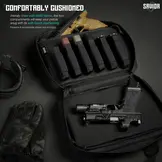 Low Profile Soft Double Handgun/Revolver Bag w/Built In Magazine Holder (Obsidian Black)