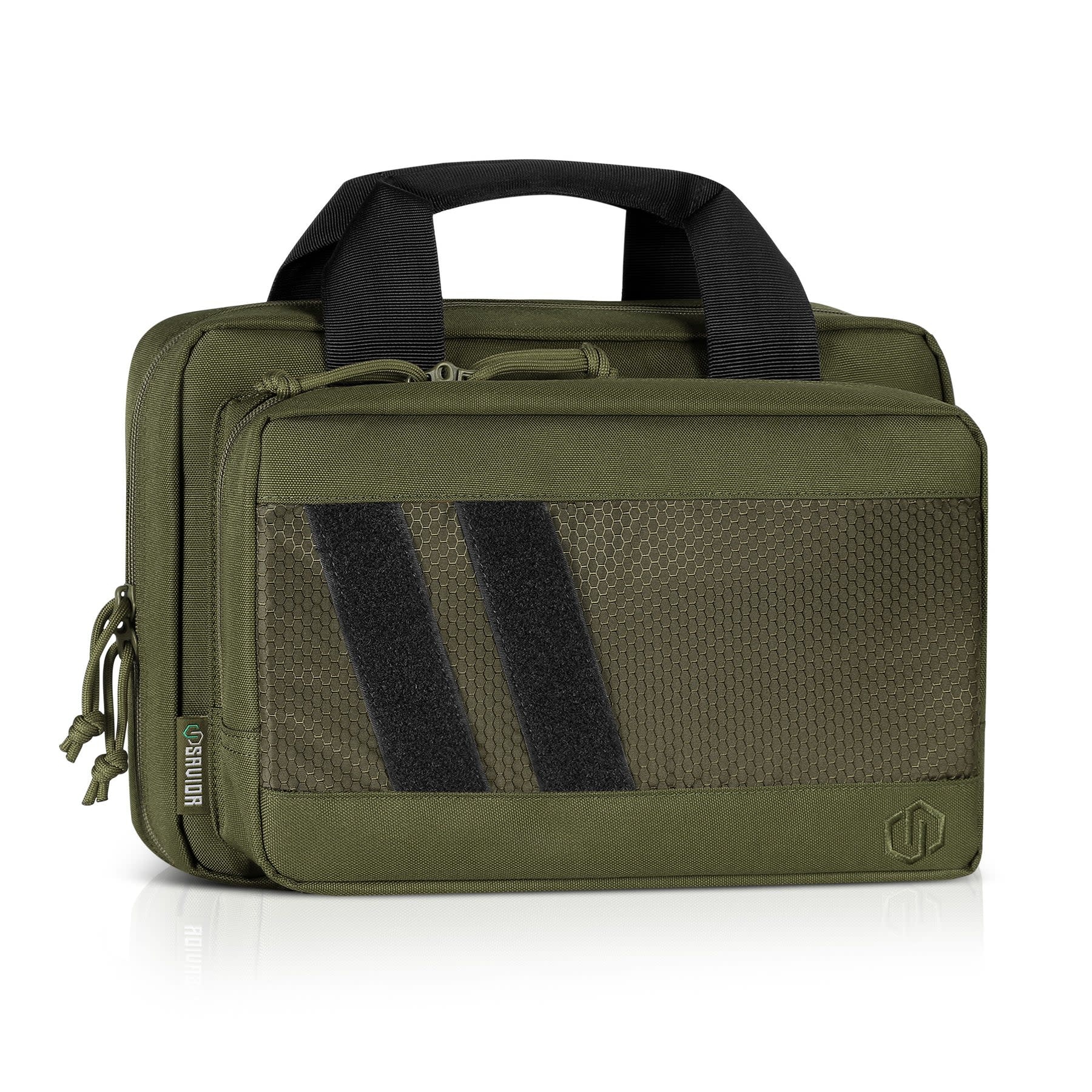Low Profile Soft Double Handgun/Revolver Bag w/Built In Magazine Holder (OD Green)