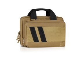 Low Profile Soft Double Handgun/Revolver Bag w/Built In Magazine Holder (Dark FDE)