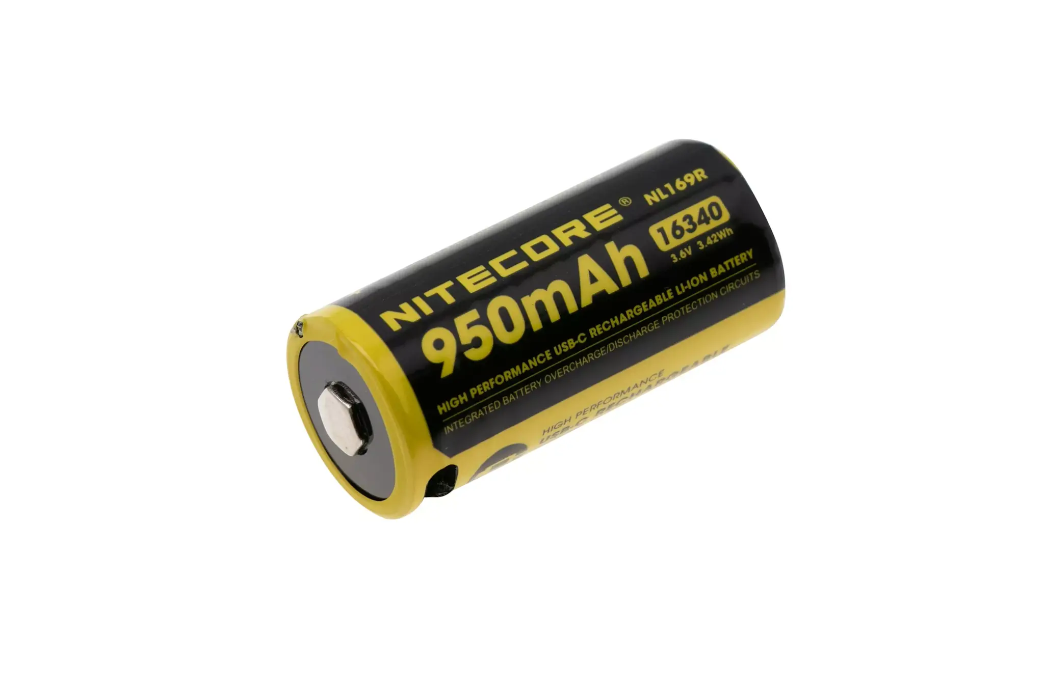 NL169R, 16340 USB-C Rechargeable Li-ion Battery, 950 mAh