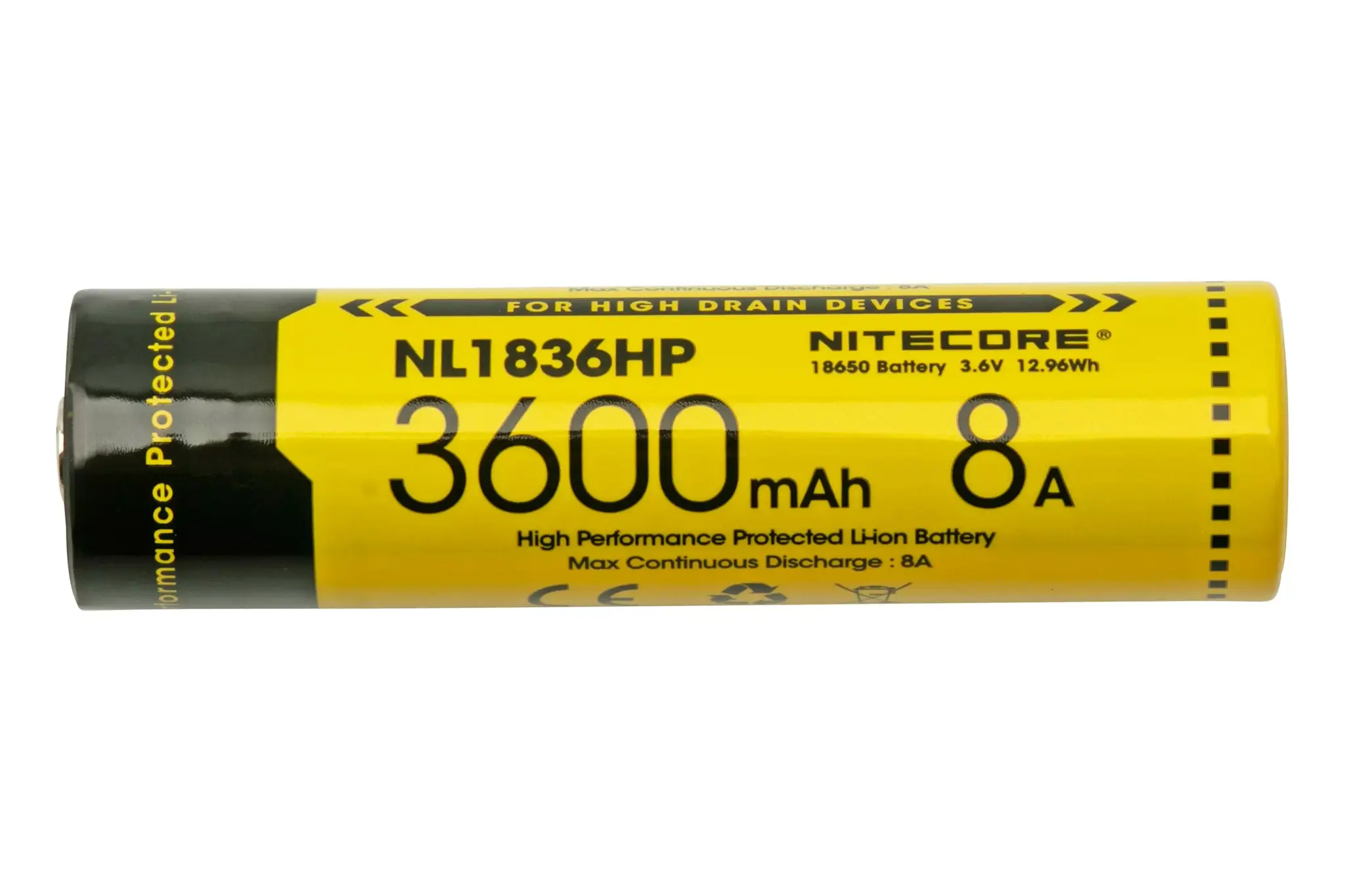 NL1836HP High Performance rechargeable 18650 Li-ion battery, 3600 mAh