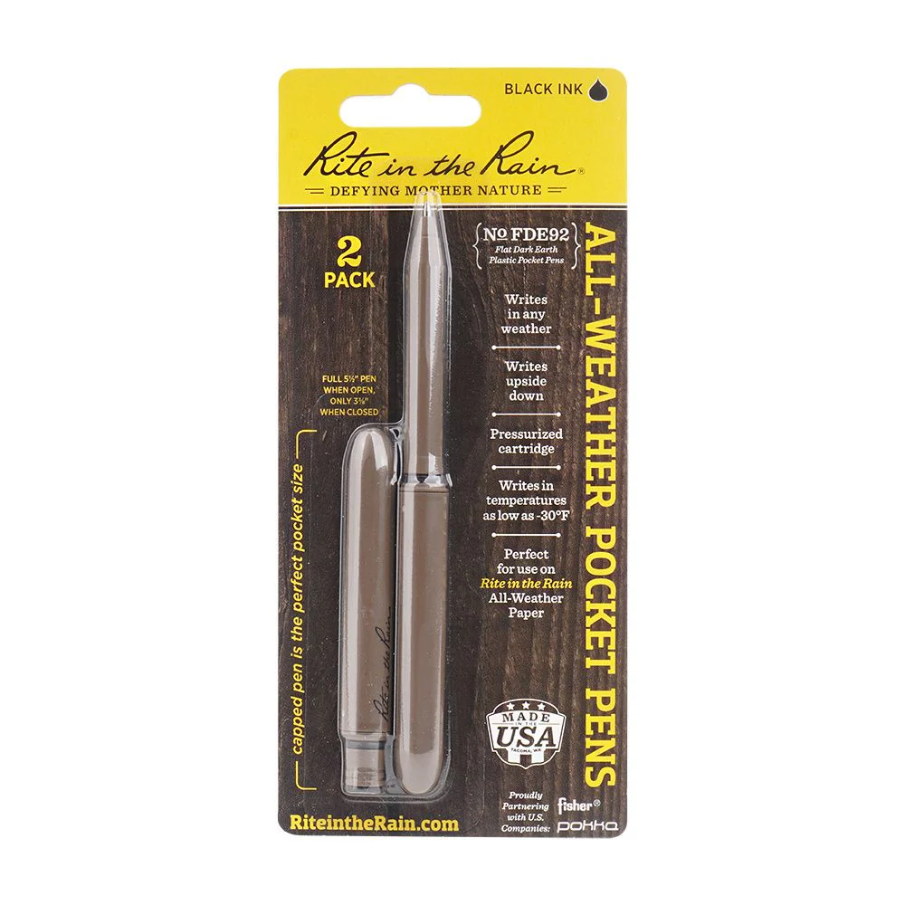 FLAT DARK EARTH POCKET PEN – Black Ink