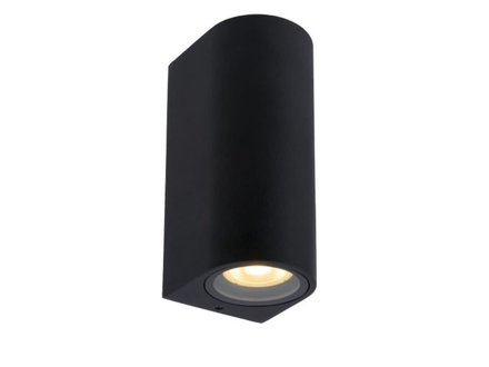 Lucide ZARO Wandspot Buiten Rond  2xGU10 Zwart Lucide ZARO Wandspot Buiten Rond  2xGU10 Zwart