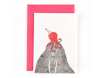 Studio Flash Wenskaart 'Walrus with octopus on its head'