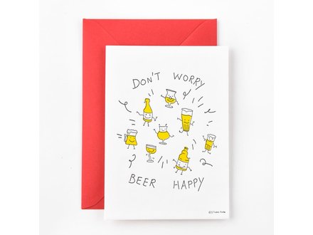Studio Flash Wenskaart 'don't worry, beer happy'