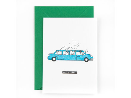 Studio Flash Wenskaart  'let's party limo' Studio Flash Wenskaart  'let's party limo'