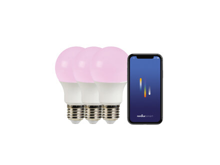 Nordlux Smart Smart E27 3-pack A60 Colour 2200-6500 Kelvin 806 Lumen Light Bulb White