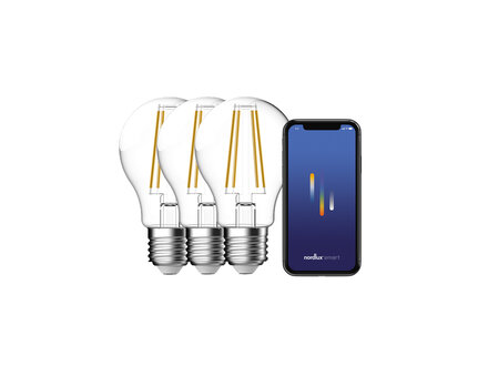 Nordlux Smart E27 3-pack A60 2200-6500 Kelvin 600 Lumen Light Bulb Clear