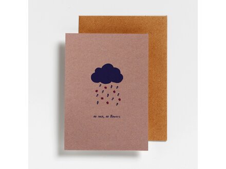 Hello August Wenskaart no rain, no flowers
