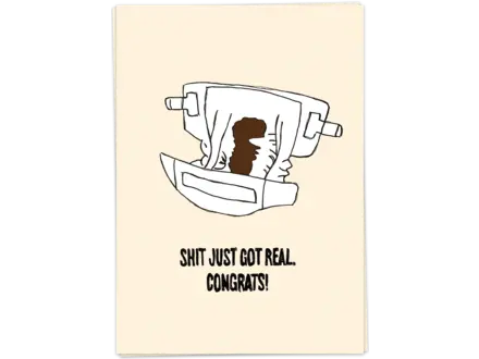 Kaart Blanche Wenskaart ' Shit got real '