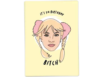 Kaart Blanche Wenskaart ' Birthday bitch '