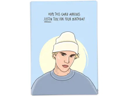 Kaart Blanche Wenskaart 'Justin time '