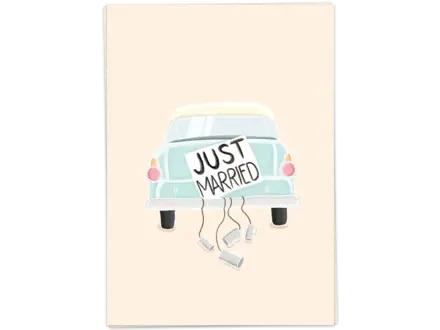 Kaart Blanche Wenskaart 'Just married '