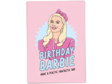 Kaart Blanche Wenskaart ' Birthday barbie '