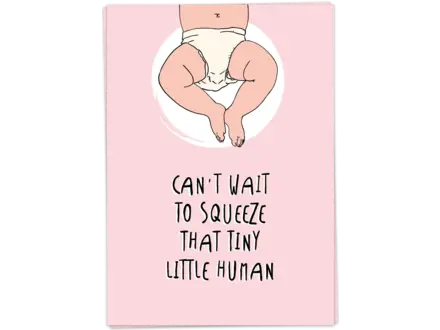 Kaart Blanche Wenskaart ' Squeeze tiny human pink '