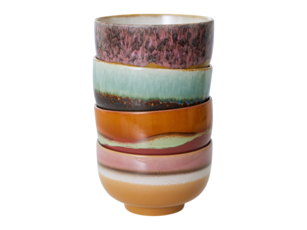 HK living 70s ceramics : noodle bowls, geyser ( set of 4 )