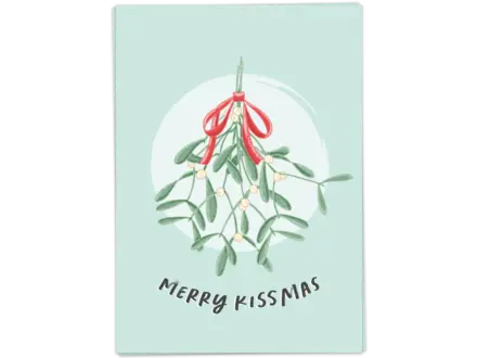 Kaart Blanche Kerstkaart ' Merry kissmass ' Kaart Blanche Kerstkaart ' Merry kissmass '