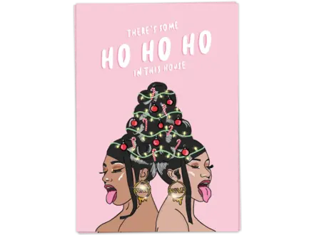 Kaart Blanche Kerstkaart ' Ho Ho Ho ' Kaart Blanche Kerstkaart ' Ho Ho Ho '