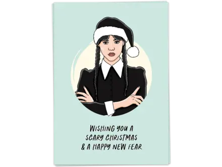 Kaart Blanche Kerstkaart ' Wednesday scary christmas card ' Kaart Blanche Kerstkaart ' Wednesday scary christmas card '