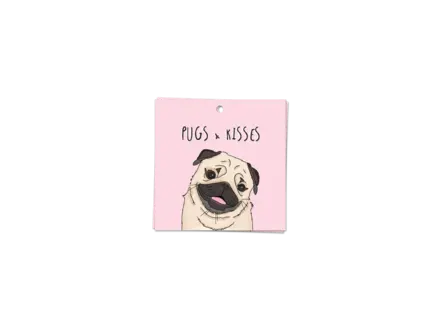 Kaart Blanche Gift-tag ' pugs & kisses '
