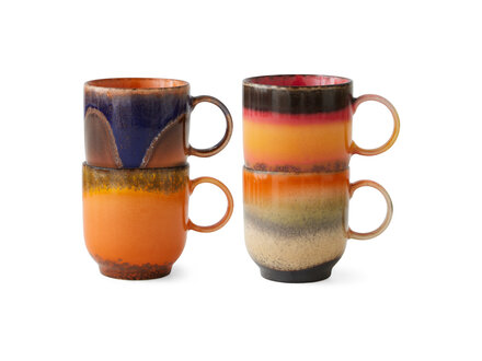 HK living 70s ceramics : café mugs, brazil ( set of 4 )